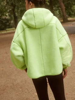 Vert citron - Veste Active Borg à capuche
