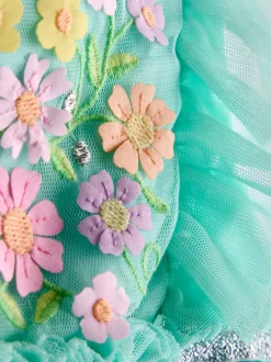 Vert clair - JoJo Maman Bébé Appliqué Floral Tulle Party Dress