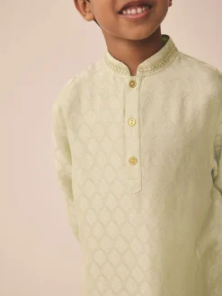 Vert clair brodé - Kurta (3mths-16yrs)