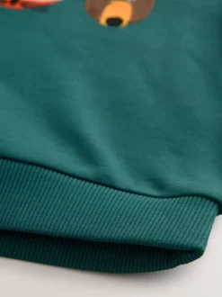 Vert color block - Sweat à capuche imprimé à manches longues (3mois-7ans)