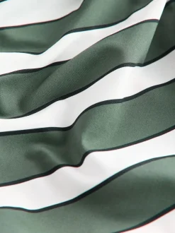 Vert et Crème Rayure - Maillot de bain gainant le ventre froncé