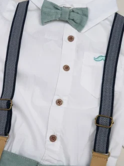 vert foncé - Little Gent nœud papillon en velours côtelé avec nœud papillon et pantalon avec bretelles