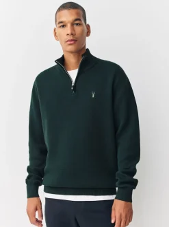 vert foncé - Logo cerf - Pull N.Premium Coupe classique 100% Coton Premium à fermeture éclair