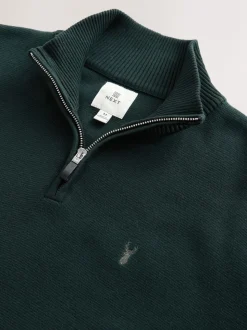 vert foncé - Logo cerf - Pull N.Premium Coupe classique 100% Coton Premium à fermeture éclair