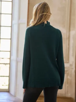 vert foncé - Pull de grossesse et d’allaitement Seraphine à col roulé en cachemire mélangé haut de gamme