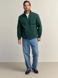 vert foncé - Zippé sur toute la longueur - Polaire en peau de mouton