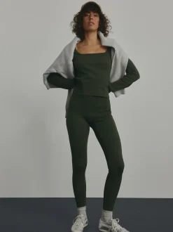 Vert forêt - Côtelé sans couture Taille haute Leggings