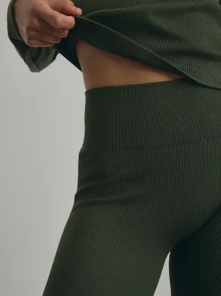 Vert forêt - Côtelé sans couture Taille haute Leggings