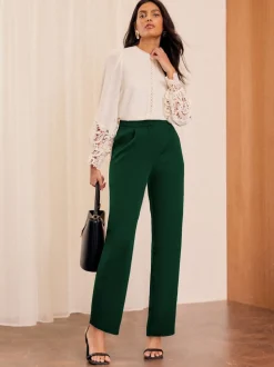 Vert forêt - Pantalons Love & Roses Coupe droite