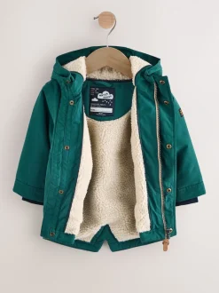 Vert forêt - Parka imperméable doublée de borg (3mois-7ans)