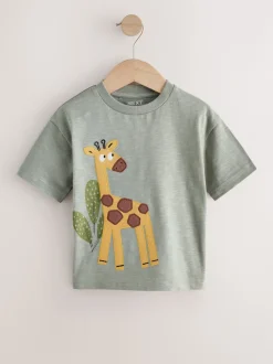 Vert girafe - T-shirt appliqué Manches courtes (3mths-7yrs)