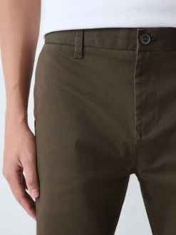 Vert kaki - Ajustement droit - Pantalon chino stretch