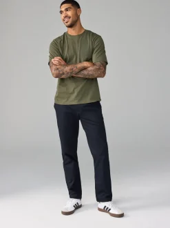 Vert kaki - Ajustement régulier - T-shirt Essential Col rond en coton