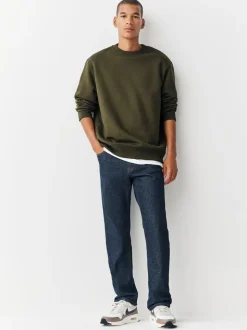 Vert kaki - Ajustement régulier - Sweat-shirt épais à Col rond riche en coton