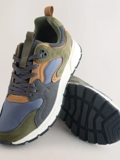 Vert kaki - Baskets à empiècements multicolores