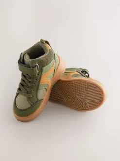 Vert kaki - Baskets hautes à lacets élastiques à fermeture par contact