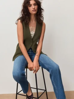 Vert kaki - Blazer Gilet croisé