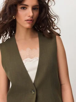 Vert kaki - Blazer Gilet croisé