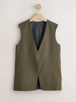 Vert kaki - Blazer Gilet croisé