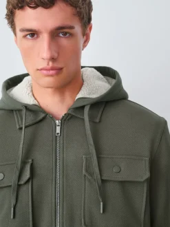 Vert kaki - Borg Veste-chemise doublée en polaire