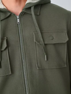 Vert kaki - Borg Veste-chemise doublée en polaire