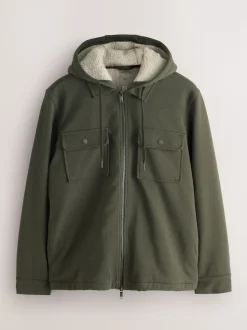 Vert kaki - Borg Veste-chemise doublée en polaire