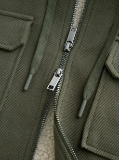 Vert kaki - Borg Veste-chemise doublée en polaire