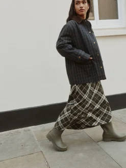 Vert kaki - Bottes de pluie hauteur genou doublées de fausse fourrure haut de gamme