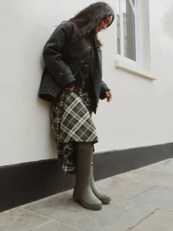 Vert kaki - Bottes de pluie hauteur genou doublées de fausse fourrure haut de gamme