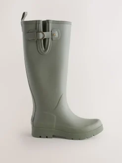 Vert kaki - Bottes de pluie hauteur genou doublées de fausse fourrure haut de gamme