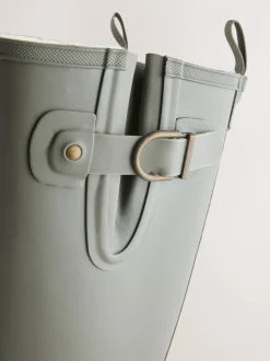 Vert kaki - Bottes de pluie hauteur genou doublées de fausse fourrure haut de gamme