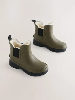 Vert kaki - Bottines en caoutchouc avec doublure chaude