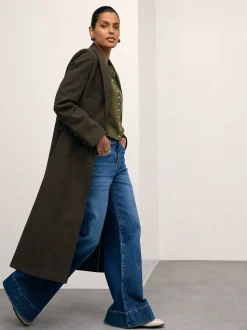 Vert kaki - Cardigan ajusté ultra-doux à col rond en laine