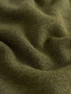 Vert kaki - Cardigan ajusté ultra-doux à col rond en laine