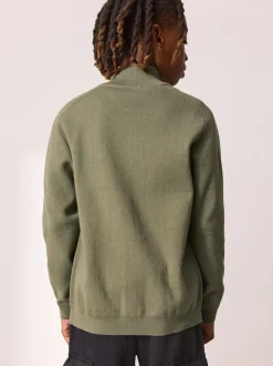 Vert kaki - Cardigan zippé en tricot (3-16ans)