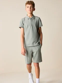 Vert kaki - Ensemble polo à manches courtes et short (3-16ans)