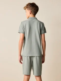 Vert kaki - Ensemble polo à manches courtes et short (3-16ans)