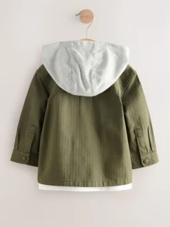 Vert kaki - Ensemble surchemise et T-shirt à capuche 2 pièces (3mois-7ans)