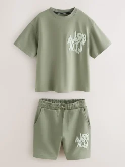 Vert kaki - Ensemble t-shirt et short en molleton smALLSAINTS Orlando
