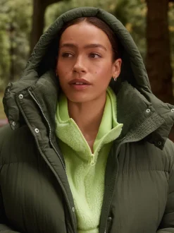 Vert kaki - Manteau long rembourré imperméable