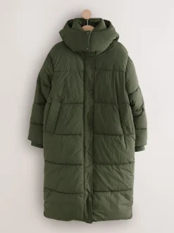 Vert kaki - Manteau long rembourré imperméable