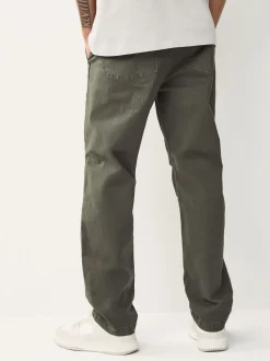 Vert kaki - Pantalons Authentiques riches en Coton Extensible