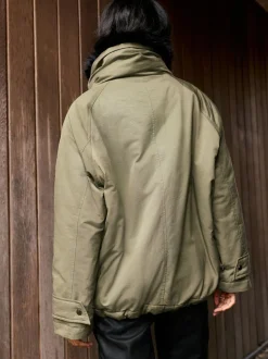 Vert kaki - Parka avec bordure contrastée en fausse fourrure