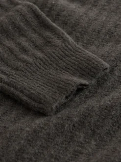 Vert kaki - Polo à manches longues en maille côtelée confortable avec laine