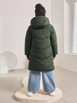 Vert kaki - Résistant à la douche Faux Fur Lined À capuche Doudounes (3-16yrs)