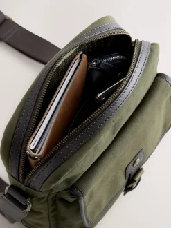 Vert kaki - Sac à bandoulière en coton ciré