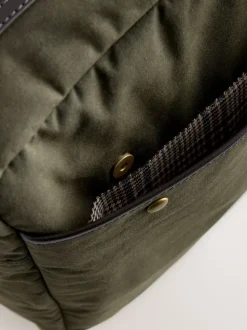 Vert kaki - Sac en coton ciré Messenger