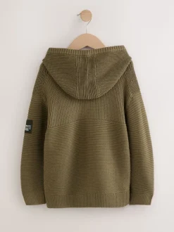 Vert kaki - Sweat-shirt à capuche en maille utilitaire (3-16ans)