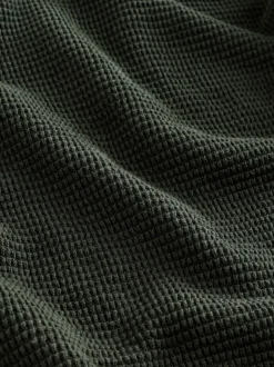 Vert kaki - Uni - Pull N.Premium Coupe classique en Coton riche à Texture haut de gamme à col zippé