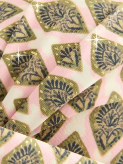 Vert kaki/Cream Woodblock à la feuille d'aluminium - Haut de bikini rembourré plongeant avec armatures rembourré